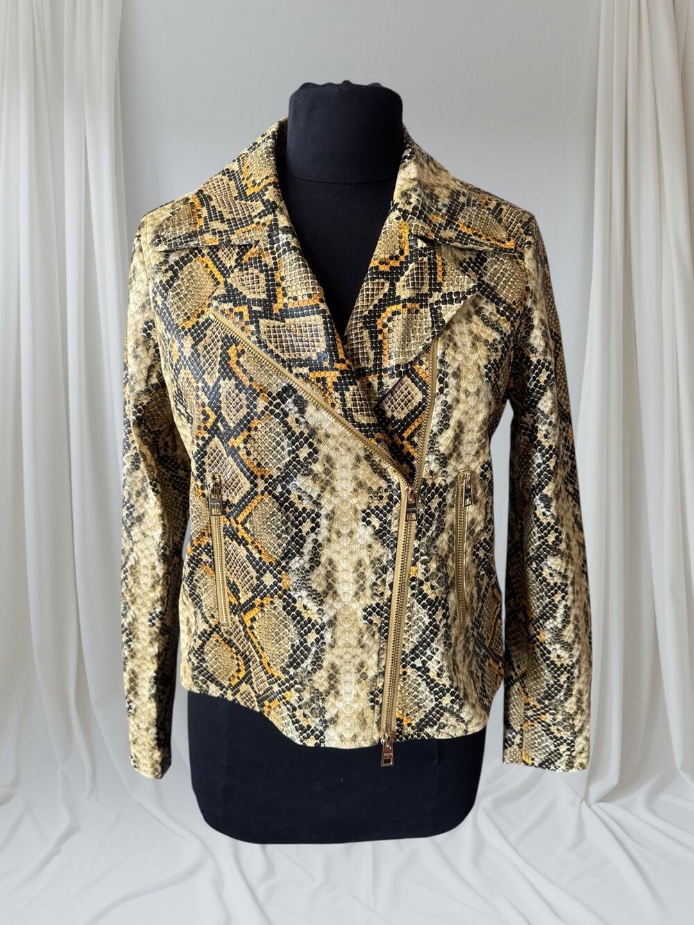 Women's Faux Leather Snakeskin Jacket, M
